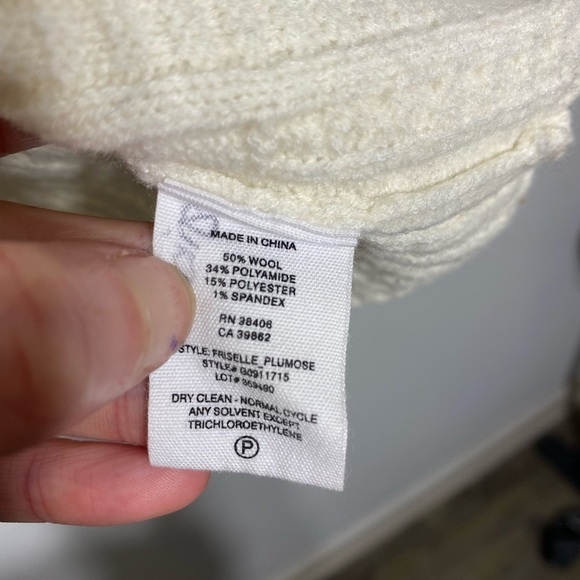 Theory Cream Friselle Plumose Cable Knit Sweater Mock Neck Wool STRECH - Picture 7 of 7